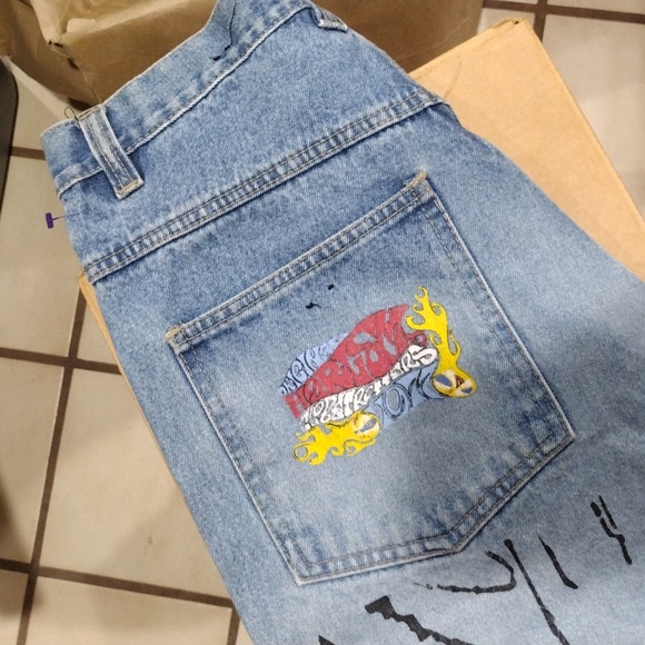 FUBU SZ 32 MEN'S ORIGINAL HARLEM GLOBETROTTERS BLUE 🔵 DENIM SHORTS - Picture 3 of 12